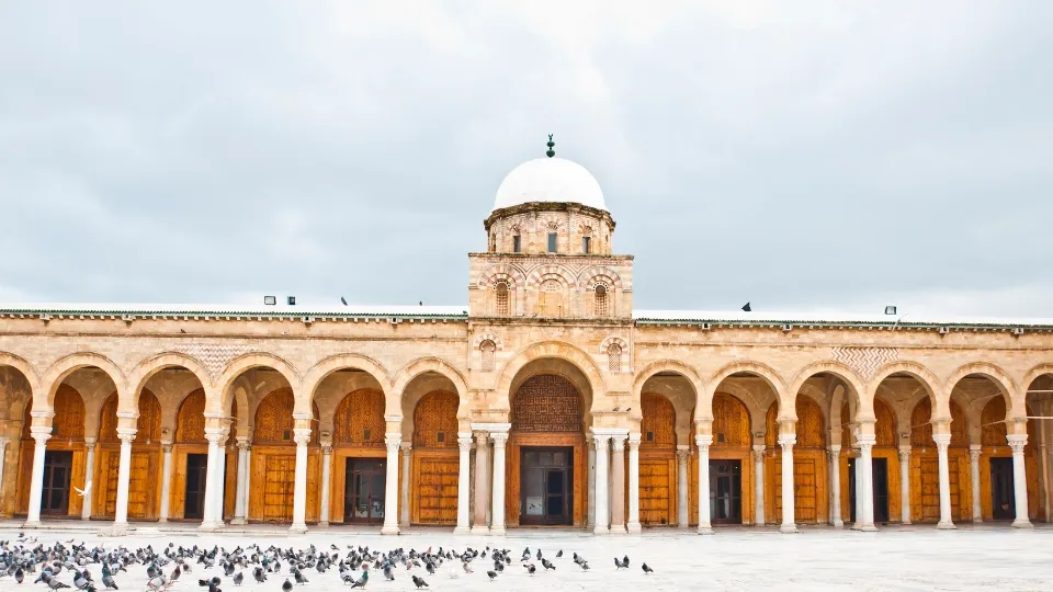 Ruelle de Sidi Bou Saïd dominant le golfe de Tunis